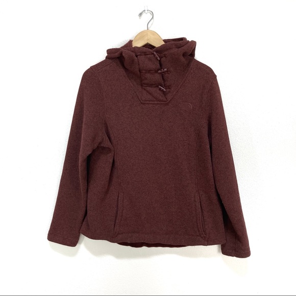 The North Face Crescent Hooded Pullover Rust Red Fleece Jacket Women’s Sz‎ Large - Picture 1 of 6
